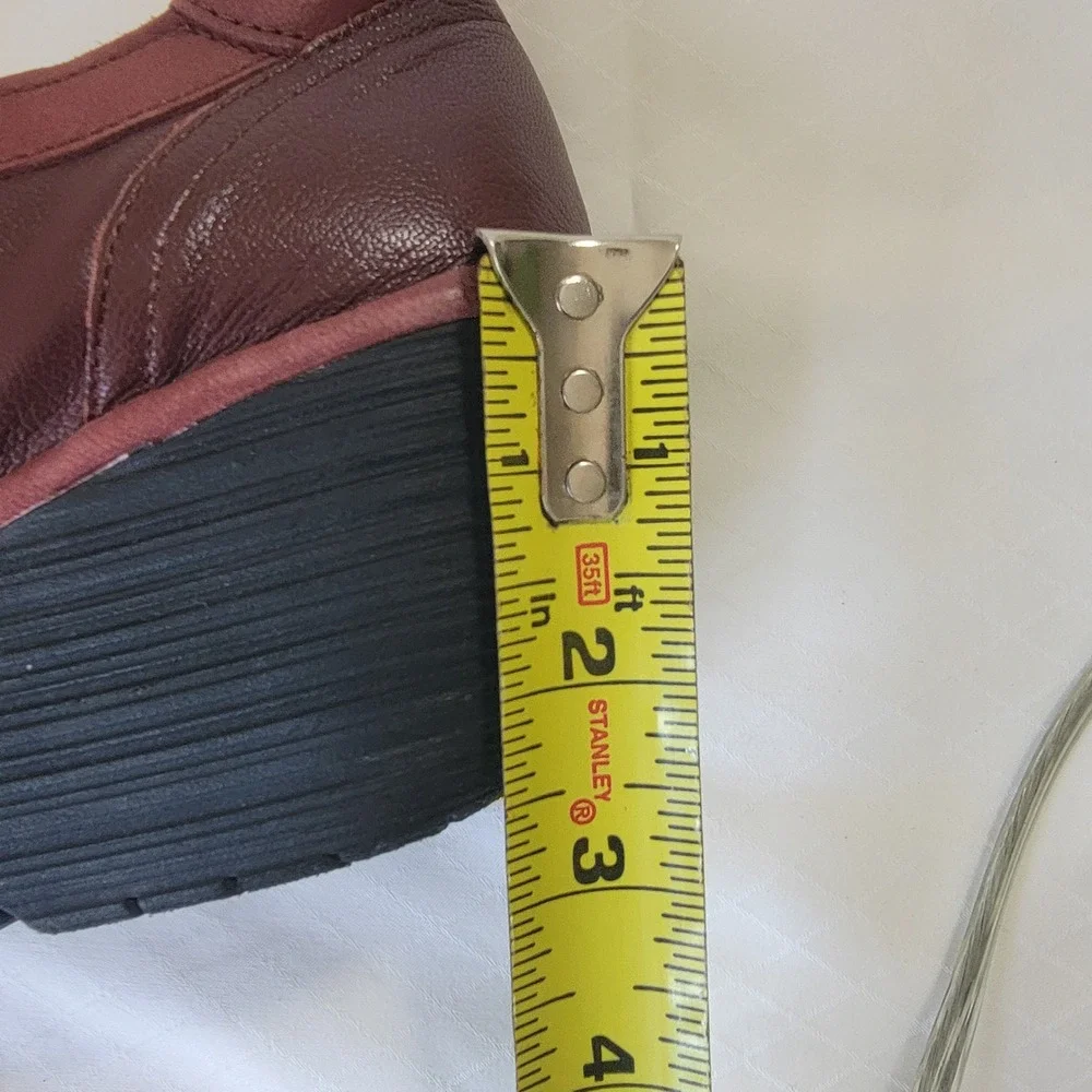Fly London Womens Burgundy Leather Mary Jane Wedge Platform Shoes Sz 8 39 RARE